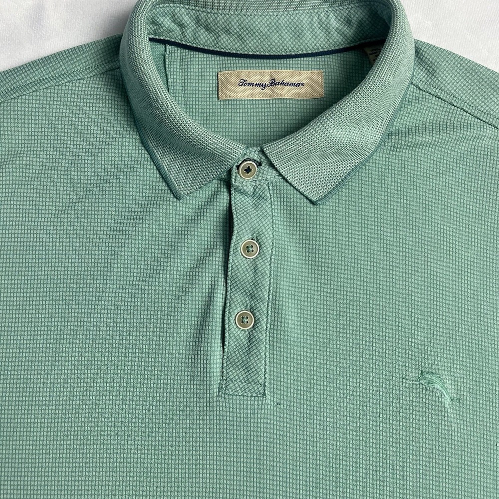 Tommy Bahama Paradiso Cove Polo Shirt Men's Short Sleeve Green Checkered Sz XXL
